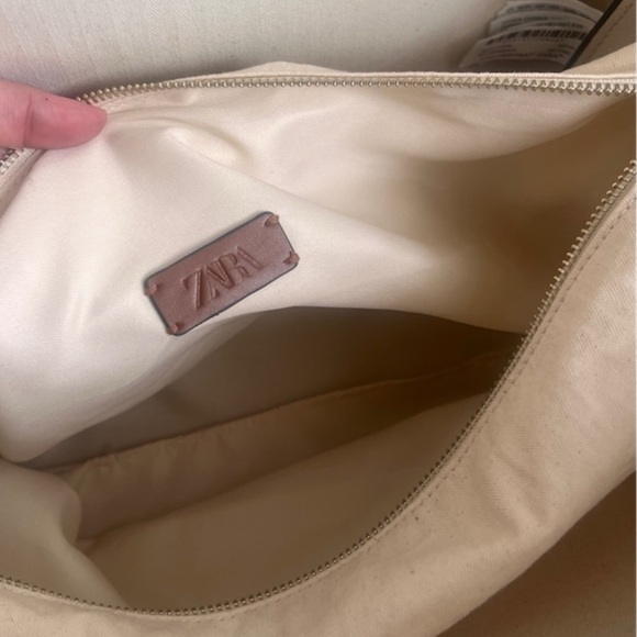 ZARA Elegant Tan and Cream Women's Tote Bag - Picture 6 of 9